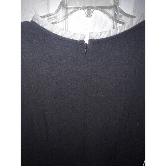 LOFT Black Dress Womens Sz 8 White Ruffle Collar Flowy Dark Romantic goth whimsy - Picture 7 of 10